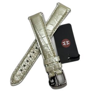 Michele 16mm Genuine Alligator Replacement Watch Band Strap Pearl White NWT